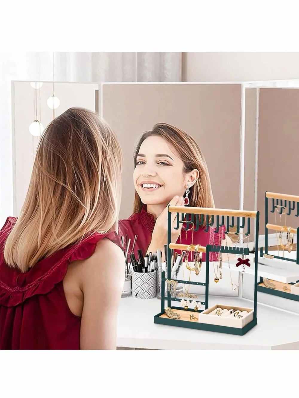 DreamGenius Green Jewelry Organizer w Velvet Ring💍Holder